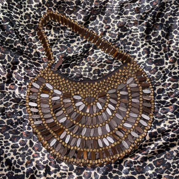 Wood Beaded Mini Bag - Picture 1 of 14